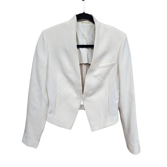 Brunello Cucinelli Jackets & Blazers - Brunello Cucinelli Womens Blazer Jacket White Solid Hook & Eye Pockets Italy 44